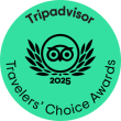 Green logo with owl, travelers' award 2025.